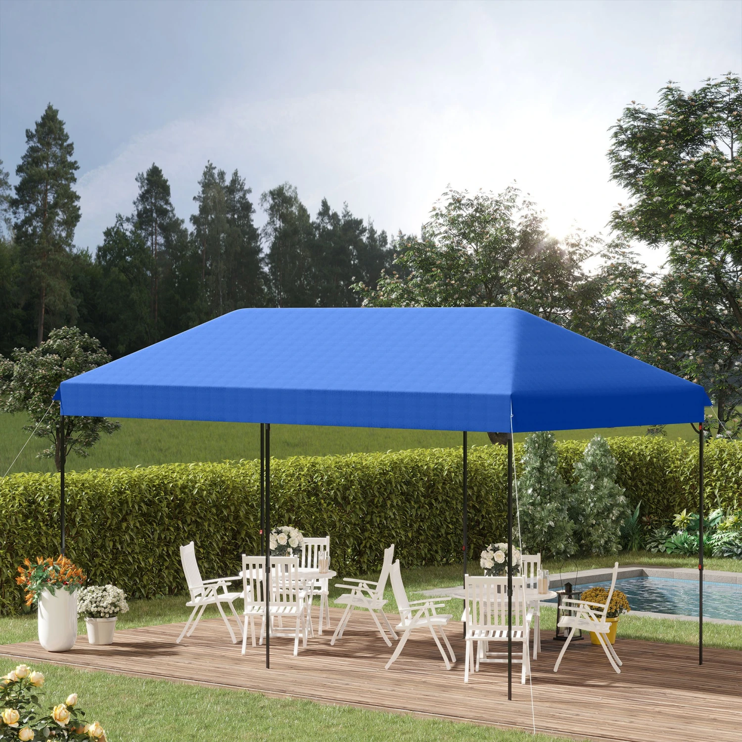 Outsunny 10' X 20' Pop Up Canopy Tent, Instant Sun Shelter, Tents For Parties, Height Adjustable, With Wheeled Carry Bag, For Outdoor, Garden, Patio, Dark Blue 2 Outsunny 10' X 20' Pop Up Canopy Tent, Instant Sun Shelter, Tents For Parties, Height Adjustable, With Wheeled Carry Bag, For Outdoor, Garden, Patio, Dark Blue - Image 2