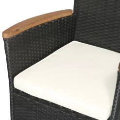 Outsunny 9 PCS Patio Dining Set Rattan Wicker Furniture Set With Acacia Wood Table Top, Armrest Chairs With Water-Proof Cushion, Cream White -Outsunny P8Td4d18143020dee