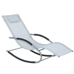 Outsunny Zero Gravity Rocking Chair Outdoor Chaise Lounge Chair Recliner Rocker With Detachable Pillow & Durable Weather-Fighting Fabric For Patio, Deck, Pool, Grey -Outsunny P9Aa191831d04e70f