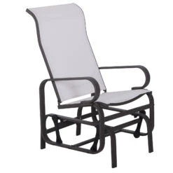 Outsunny Gliding Lounger Chair, Outdoor Swinging Chair With Smooth Rocking Arms And Lightweight Construction For Patio Backyard, Beige