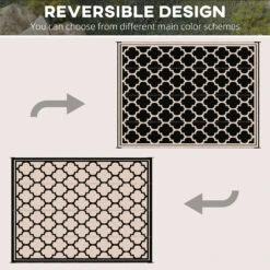 Outsunny 9' X 12' Reversible Outdoor RV Rug, Plastic Straw Rug For Camping, Deck, Beach, Black -Outsunny PBTb1017fe7fc0a9c