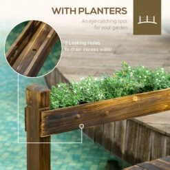 Outsunny 7.5' Wooden Garden Bridge With Planters, Stained Finish Arc Footbridge With Safety Railings For Backyard, Pond Stream, Stained Wood 12 Outsunny 7.5' Wooden Garden Bridge With Planters, Stained Finish Arc Footbridge With Safety Railings For Backyard, Pond Stream, Stained Wood -Outsunny PCwa0918519298ac8