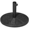 Outsunny 21 Lbs. Market Umbrella Base Holder 18" Heavy Duty Round Parasol Stand With Rattan Design For Patio, Black