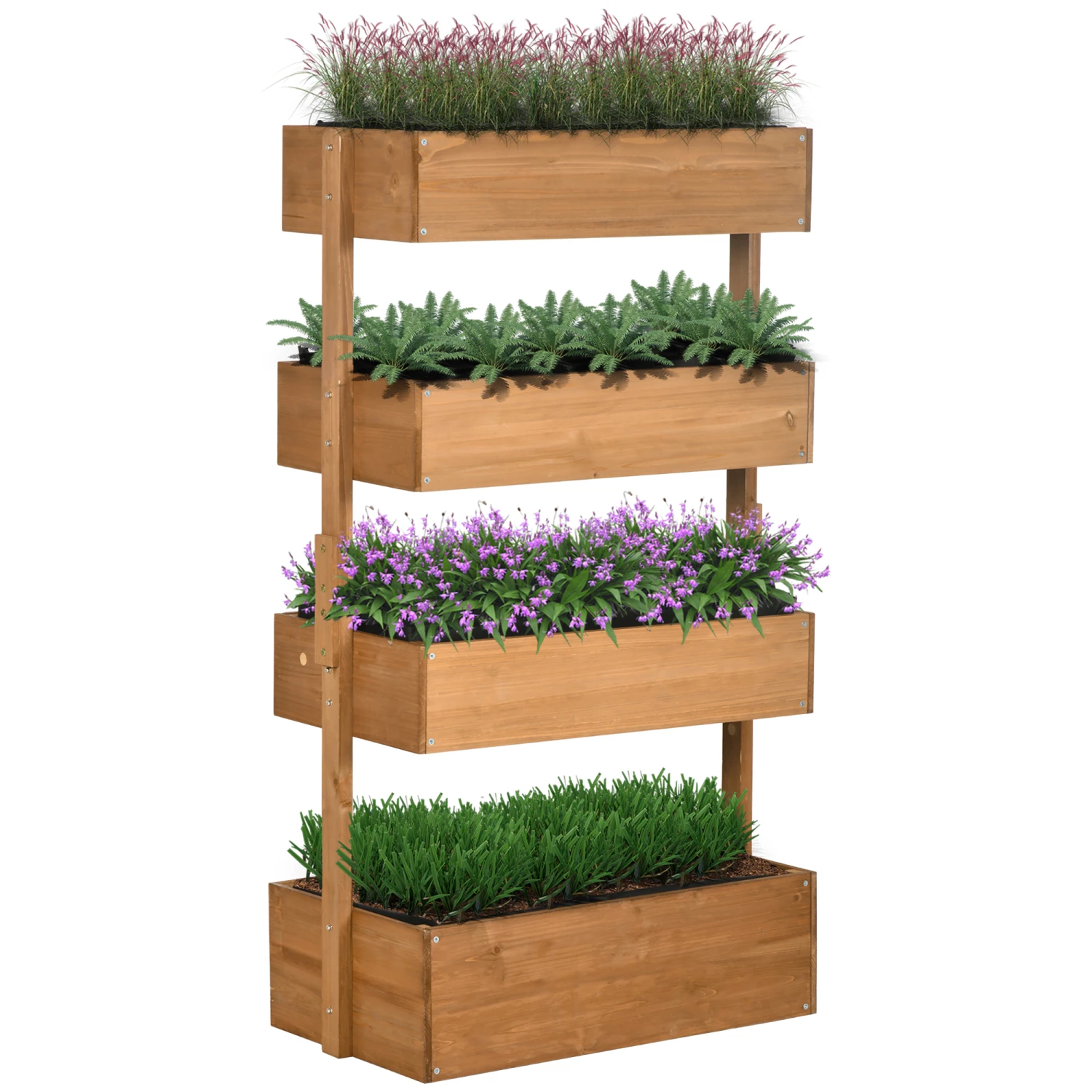 Outsunny Vertical Garden Planter, Wooden 4 Tier Planter Box, Self-Draining With Non-Woven Fabric For Outdoor Flowers, Vegetables & Herbs 1 Outsunny Vertical Garden Planter, Wooden 4 Tier Planter Box, Self-Draining With Non-Woven Fabric For Outdoor Flowers, Vegetables & Herbs