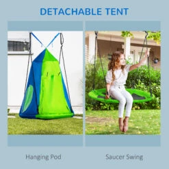 Outsunny Kids Pod Swing, Waterproof Flat/Tent Chair Seat, Ventilating Hanging Swing, With Screen Window, Rolling Door, For Indoor & Outdoor Use, Green 16 Outsunny Kids Pod Swing, Waterproof Flat/Tent Chair Seat, Ventilating Hanging Swing, With Screen Window, Rolling Door, For Indoor & Outdoor Use, Green -Outsunny PKaa09180b0b99e75