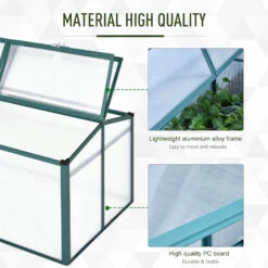 Outsunny 51" Aluminum Vented Cold Frame Mini Greenhouse Kit - Silver/Green/Transparent -Outsunny POU88c17fe7fb0d13