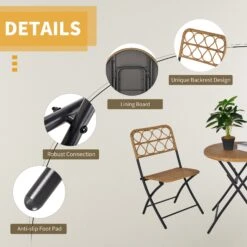 Outsunny 3 PCS Rattan Wicker Bistro Set With Easy Folding, Hand Woven Rattan Coffee Table And Chairs For Outdoor Lawn, Pool, Balcony & Garden, Natural 18 Outsunny 3 PCS Rattan Wicker Bistro Set With Easy Folding, Hand Woven Rattan Coffee Table And Chairs For Outdoor Lawn, Pool, Balcony & Garden, Natural -Outsunny PSAe7417e681f92f1