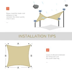 Outsunny 24' X 24' Sun Shade Sail Canopy, UV Block For Patio Backyard Lawn Garden, Sand -Outsunny PZRb1018243e794e0