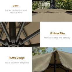 Outsunny 9' Offset Hanging Patio Umbrella, Cantilever Umbrella With Easy Tilt Adjustment, Cross Base And 8 Ribs For Backyard, Poolside, Lawn And Garden, Coffee -Outsunny Panb10180fa5781fc
