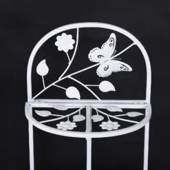 Outsunny 3' 3 Tier Metal Butterfly And Leaf Outdoor Potted Plant Stand - White -Outsunny PdF1da17e66fa8cd9