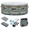 Outsunny 2-3 Person Inflatable Hot Tub Outdoor Round Portable Heated Spa With 108 Jets, Pump, Cover, Filter Cartridges, Mixed Grey