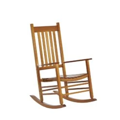 Outsunny Outdoor Rocking Chair, Wooden Rocking Patio Chairs With Rustic High Back, Slatted Seat And Backrest For Indoor, Backyard, Garden, Natural