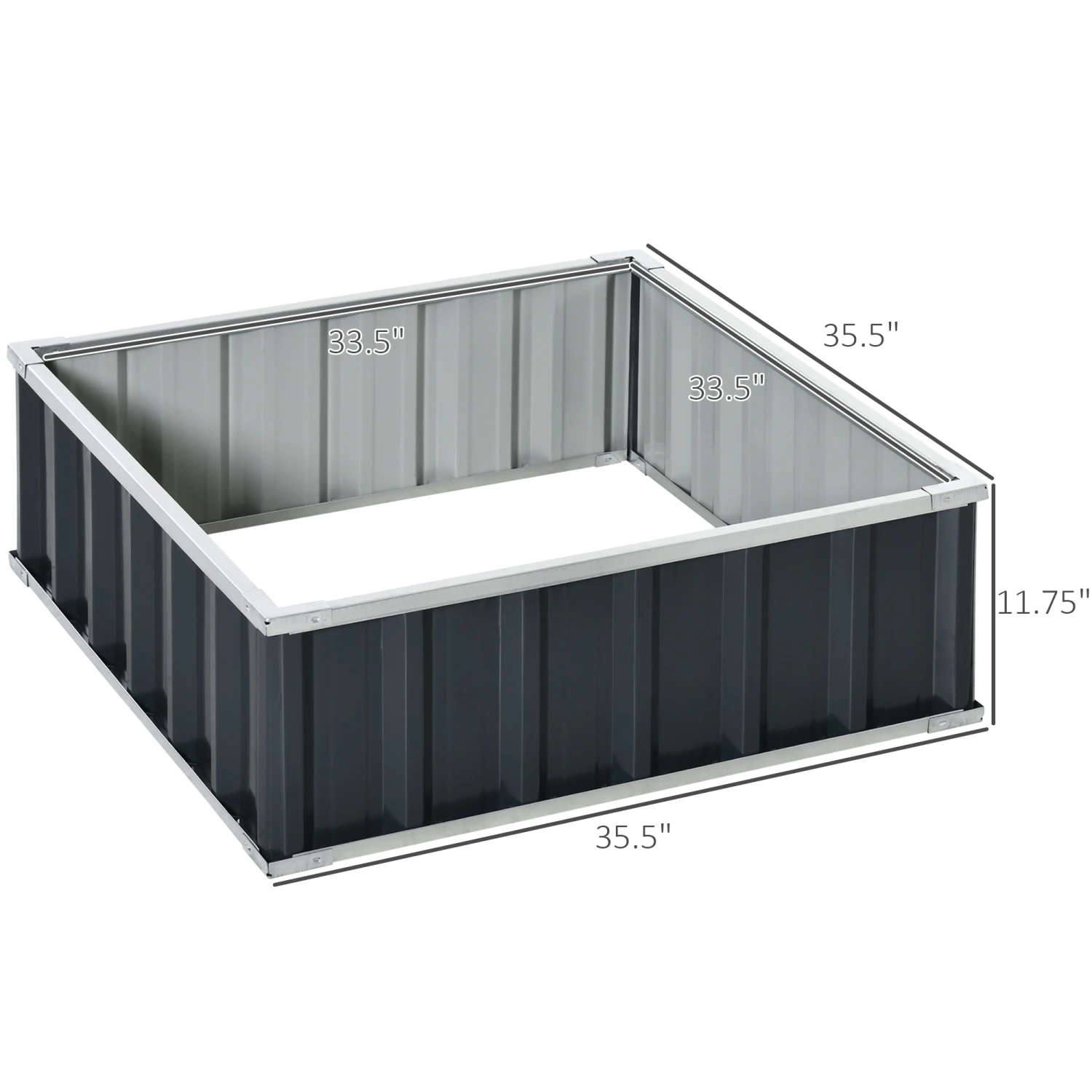 Outsunny 3x3 Ft Galvanized Raised Garden Bed, Metal Outdoor Planter Box For Gardening Vegetables Flowers And Herbs, Grey 3 Outsunny 3x3 Ft Galvanized Raised Garden Bed, Metal Outdoor Planter Box For Gardening Vegetables Flowers And Herbs, Grey - Image 3