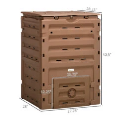 Outsunny Garden Compost Bin, 120 Gallon (450L) Garden Composter, BPA Free, With 80 Vents And 2 Sliding Doors, Lightweight & Sturdy, Fast Creation Of Fertile Soil, Brown -Outsunny Pi6c17188c3b87045