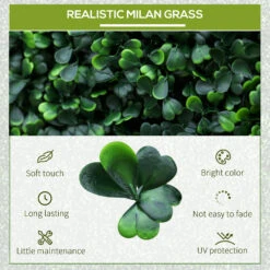 Outsunny 12 PCS 20" X 20" Artificial Boxwood Panels Topiary Wall Greenery Backdrop, Privacy Hedge Screen UV Protected 4Layer Roll Grass Panel Fence Decor Outdoor Indoor Garden Backyard, Dark Green 14 Outsunny 12 PCS 20" X 20" Artificial Boxwood Panels Topiary Wall Greenery Backdrop, Privacy Hedge Screen UV Protected 4Layer Roll Grass Panel Fence Decor Outdoor Indoor Garden Backyard, Dark Green -Outsunny Pmfa09180bccbcf09