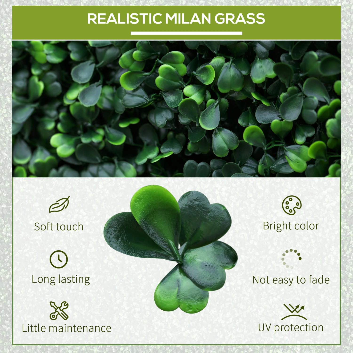 Outsunny 12 PCS 20" X 20" Artificial Boxwood Panels Topiary Wall Greenery Backdrop, Privacy Hedge Screen UV Protected 4Layer Roll Grass Panel Fence Decor Outdoor Indoor Garden Backyard, Dark Green 5 Outsunny 12 PCS 20" X 20" Artificial Boxwood Panels Topiary Wall Greenery Backdrop, Privacy Hedge Screen UV Protected 4Layer Roll Grass Panel Fence Decor Outdoor Indoor Garden Backyard, Dark Green - Image 5