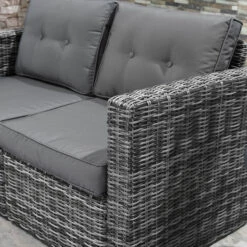 Outsunny 2 Piece Patio Wicker Corner Sofa Set, Outdoor PE Rattan Furniture, With Curved Armrests And Padded Cushions For Balcony, Garden, Or Lawn, Lawn, Grey -Outsunny Pno3d617fae7c6b63