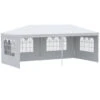 Outsunny Large 20' X 10' Gazebo Canopy Party Tent With 4 Removable Window Side Walls, Outdoor Events - White