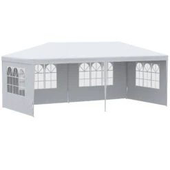 Outsunny Large 20' X 10' Gazebo Canopy Party Tent With 4 Removable Window Side Walls, Outdoor Events - White