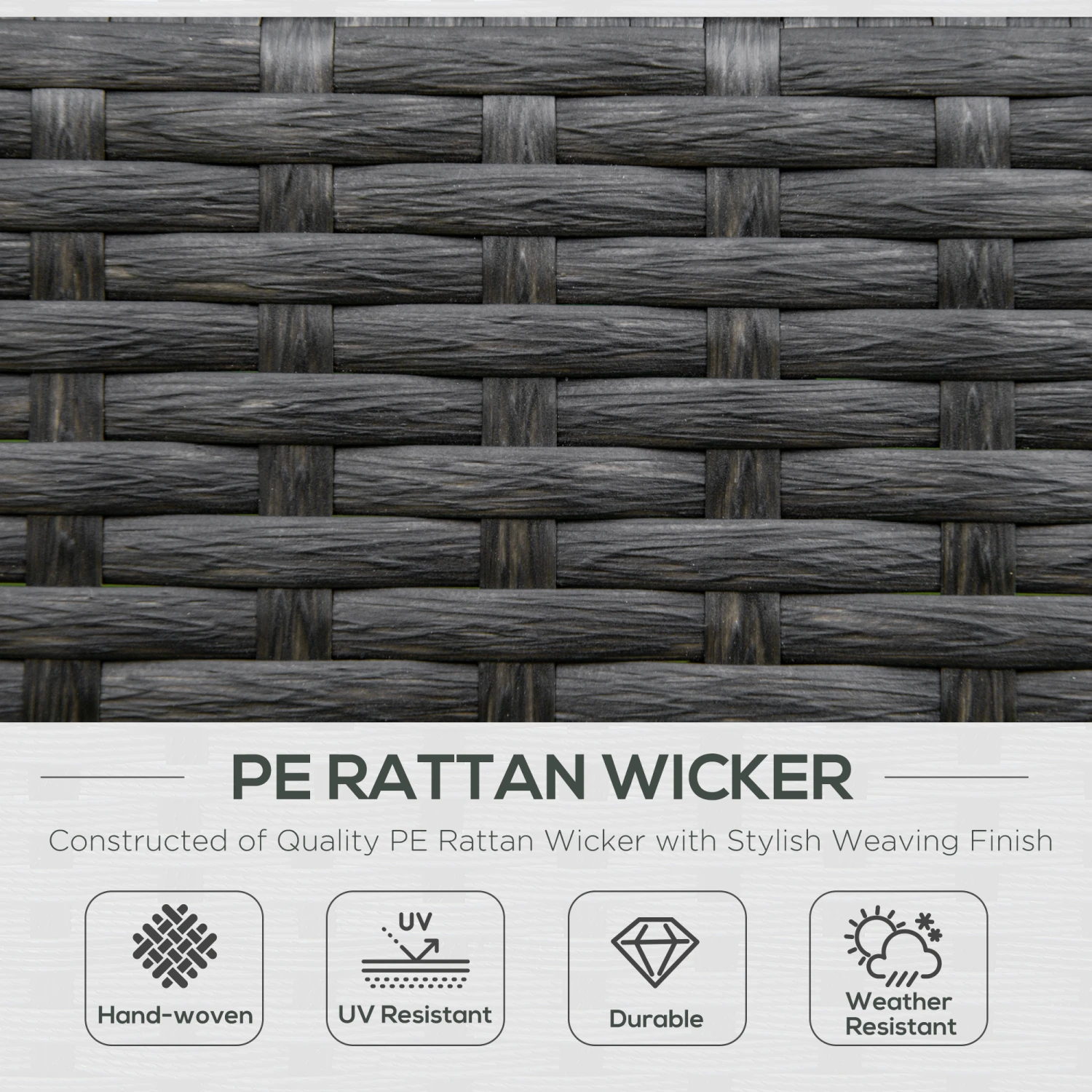 Outsunny Outdoor Wicker Rocking Chair With Padded Cushions, Aluminum Furniture Rattan Porch Rocker Chair W/ Armrest For Garden, Patio, And Backyard, Grey 6 Outsunny Outdoor Wicker Rocking Chair With Padded Cushions, Aluminum Furniture Rattan Porch Rocker Chair W/ Armrest For Garden, Patio, And Backyard, Grey - Image 6