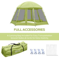 Outsunny Large Screen Tent, Hang Hook For Lantern At Night, 6-8 Person Tent Screen House, 2 Doors For Multiple-Person Entry, Breathable Outdoor Net Canopy Tent, Dome, 16' X 16', Green 12 Outsunny Large Screen Tent, Hang Hook For Lantern At Night, 6-8 Person Tent Screen House, 2 Doors For Multiple-Person Entry, Breathable Outdoor Net Canopy Tent, Dome, 16' X 16', Green -Outsunny PyKa0917fae7c6ee4