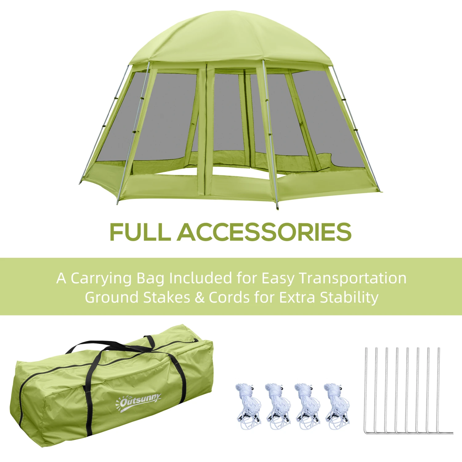 Outsunny Large Screen Tent, Hang Hook For Lantern At Night, 6-8 Person Tent Screen House, 2 Doors For Multiple-Person Entry, Breathable Outdoor Net Canopy Tent, Dome, 16' X 16', Green 4 Outsunny Large Screen Tent, Hang Hook For Lantern At Night, 6-8 Person Tent Screen House, 2 Doors For Multiple-Person Entry, Breathable Outdoor Net Canopy Tent, Dome, 16' X 16', Green - Image 4
