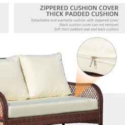 Outsunny 4-Piece Outdoor Wicker Sofa Set, Outdoor PE Rattan Conversation Furniture With 4 Chairs & Table, Water-Fighting Material, White -Outsunny Q0B88c17f91e35eb5