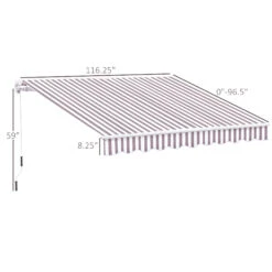 Outsunny 10' X 8' Manual Retractable Awning Sun Shade Shelter For Patio Deck Yard With UV Protection And Easy Crank Opening, Brown Stripe -Outsunny Q3Wc17181f1fa0f11