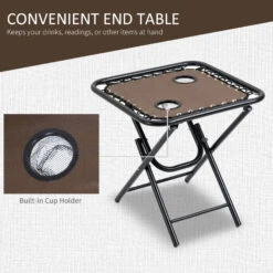 Outsunny Zero Gravity Chairs Set Of 2 With Folding Table & Cup Holder Trays, Reclining Chaise Lounge Pool, Camping & Patio Chairs, Pillows, Brown -Outsunny Q4I88c17f4ea127d9