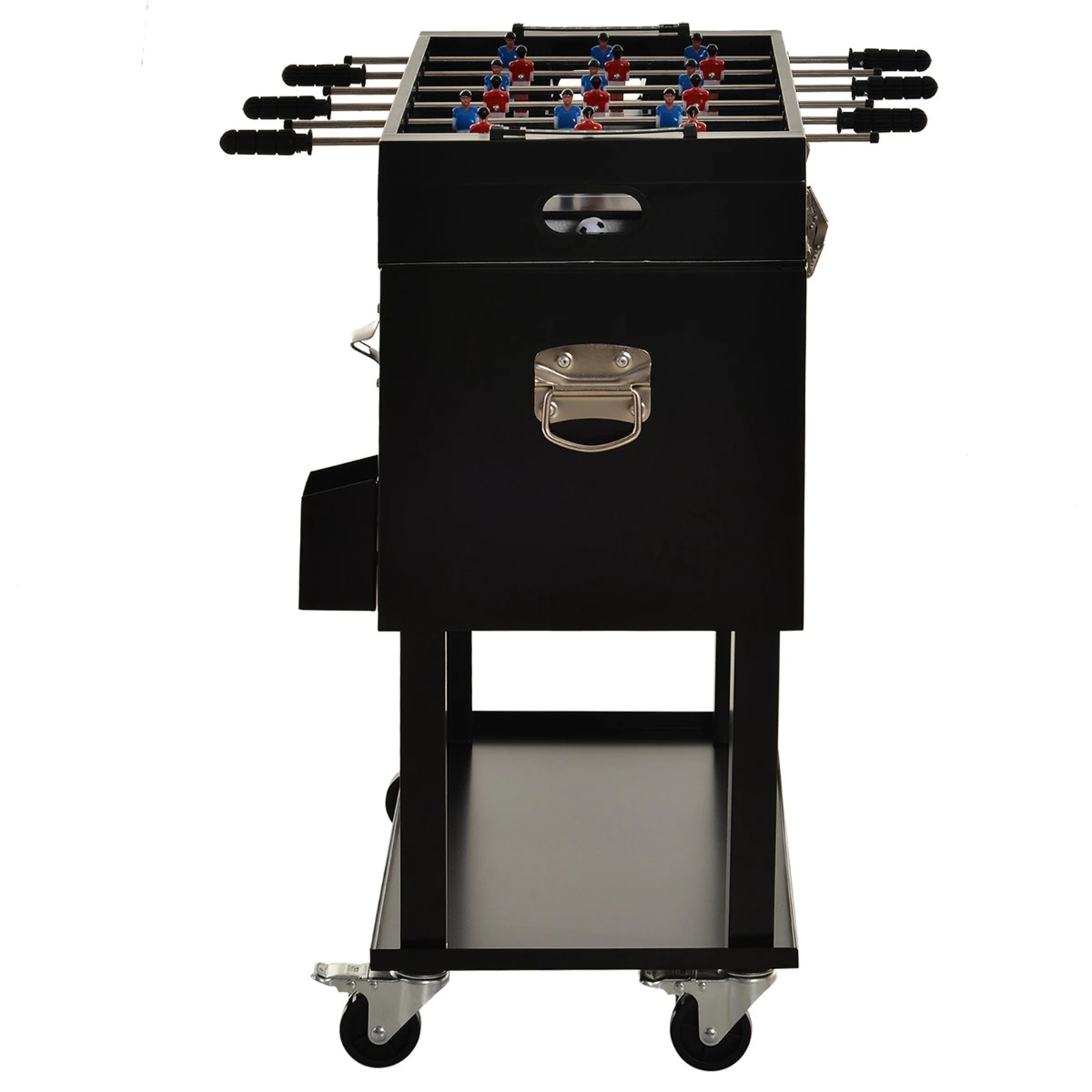 Outsunny 68QT Patio Cooler Ice Chest With Foosball Table Top, Portable Poolside Party Bar Cold Drink Rolling Cart On Wheels With Tray Shelf 10 Outsunny 68QT Patio Cooler Ice Chest With Foosball Table Top, Portable Poolside Party Bar Cold Drink Rolling Cart On Wheels With Tray Shelf - Image 10