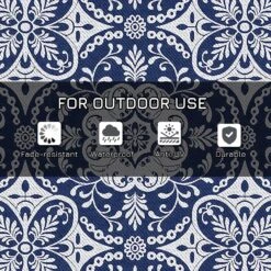 Outsunny Reversible Outdoor Rug Carpet, 9' X 18' Waterproof Plastic Straw Rug, Portable RV Camping Rugs With Carry Bag, Large Floor Mat For Backyard, Deck, Picnic, Beach, Blue & White Floral -Outsunny Q6D88c18577274337