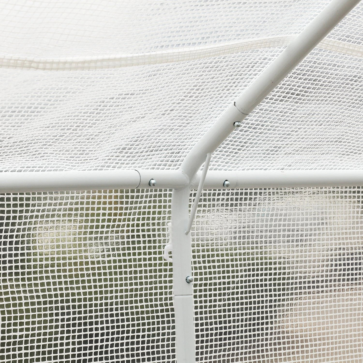 Outsunny 10' X 9.5' X 8' Outdoor Ventilated Portable Walk-In Greenhouse With Durable White PE Mesh Cloth Cover Steel Frame - White 10 Outsunny 10' X 9.5' X 8' Outdoor Ventilated Portable Walk-In Greenhouse With Durable White PE Mesh Cloth Cover Steel Frame - White - Image 10