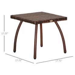 OUTSUNNY Outdoor PE Wicker Side Table, Small Square Rattan End Table, All-Weather Material Coffee Table For Garden, Balcony, Backyard, Brown -Outsunny QH423717e6bd7aea4