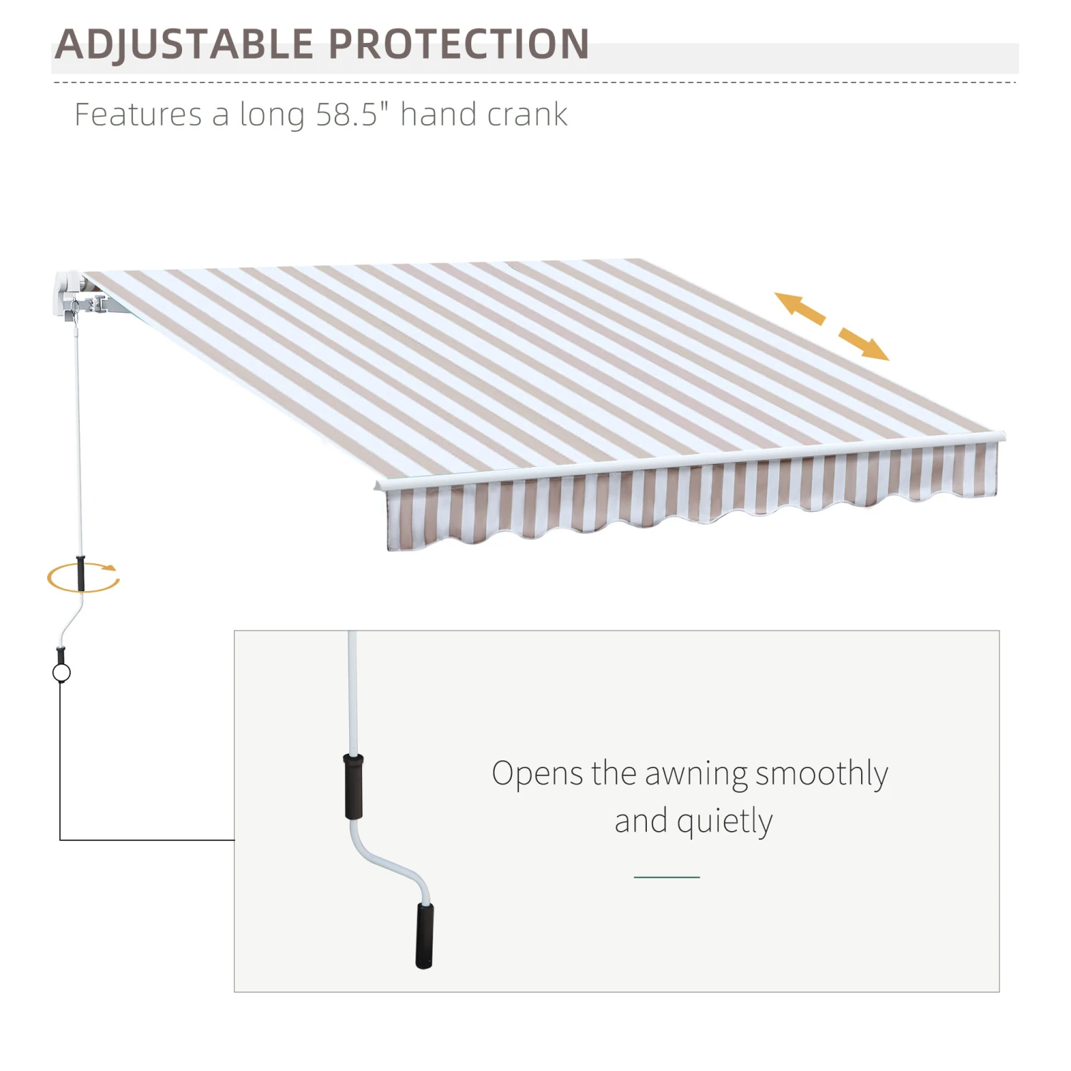 Outsunny 10' X 8' Retractable Sun Shade Patio/Window Awning - Polyester Fabric - Beige 5 Outsunny 10' X 8' Retractable Sun Shade Patio/Window Awning - Polyester Fabric - Beige - Image 5