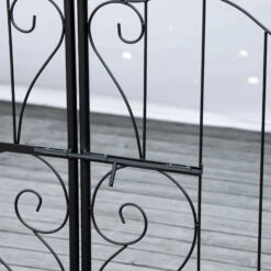 Outsunny 7' Metal Garden Arbor, Garden Arch With Gate, Scrollwork Hearts, Latching Doors, Planter Boxes For Climbing Vines, Ceremony, Weddings, Party, Garden, Backyard, Lawn, Black -Outsunny QMa3d6186cf2f257f