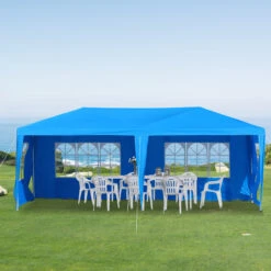Outsunny Large 10' X 20' Gazebo Canopy Party Tent With 4 Removable Window Side Walls,Wedding, Picnic Outdoor Events - Blue -Outsunny QTA6ff17fe80103ef