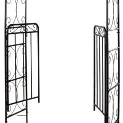 Outsunny Garden Arbor Arch Gate With Trellis Sides For Climbing Plants, Wedding Ceremony Decorations, Grape Vines, Locking Doors, Flourishes & Arrow Tips, Black -Outsunny QbC1ed17e71fe5a39
