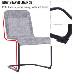 Outsunny Mesh Sling Mesh Fabric Bow Dining Chair Set Of 2 - Grey -Outsunny QfCa0b17e678d0c52