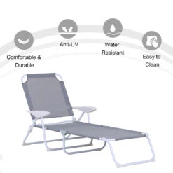 Outsunny Folding Chaise Lounge, Outdoor Sun Tanning Chair, 4-Position Reclining Back, Armrests, Iron Frame & Mesh Fabric For Beach, Yard, Patio, Gray 13 Outsunny Folding Chaise Lounge, Outdoor Sun Tanning Chair, 4-Position Reclining Back, Armrests, Iron Frame & Mesh Fabric For Beach, Yard, Patio, Gray -Outsunny QfI88c188d32bd8e7