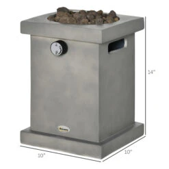 Outsunny Portable Outdoor Propane Fire Pit, Small Tabletop Fireplace, 10 Inch Square Gas Firebowl, 10,000 BTU, W/ Lava Rocks, CSA Certification, For Garden, Patio, Light Grey 11 Outsunny Portable Outdoor Propane Fire Pit, Small Tabletop Fireplace, 10 Inch Square Gas Firebowl, 10,000 BTU, W/ Lava Rocks, CSA Certification, For Garden, Patio, Light Grey -Outsunny Qhfc17183571b3746