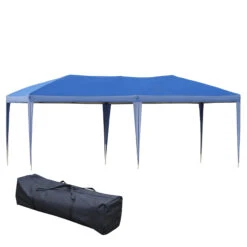 Outsunny Canopy Tent 10' X 20' Easy Pop Up Canopy Party Tent With 2-Tier Roof - Blue
