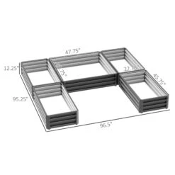 Outsunny Steel Raised Garden Bed, Set Of 5 Large Box Planters For Outdoor Plants Vegetables Flowers Herbs, 8x8x1ft, Gray -Outsunny QjKc1718635f9fbef