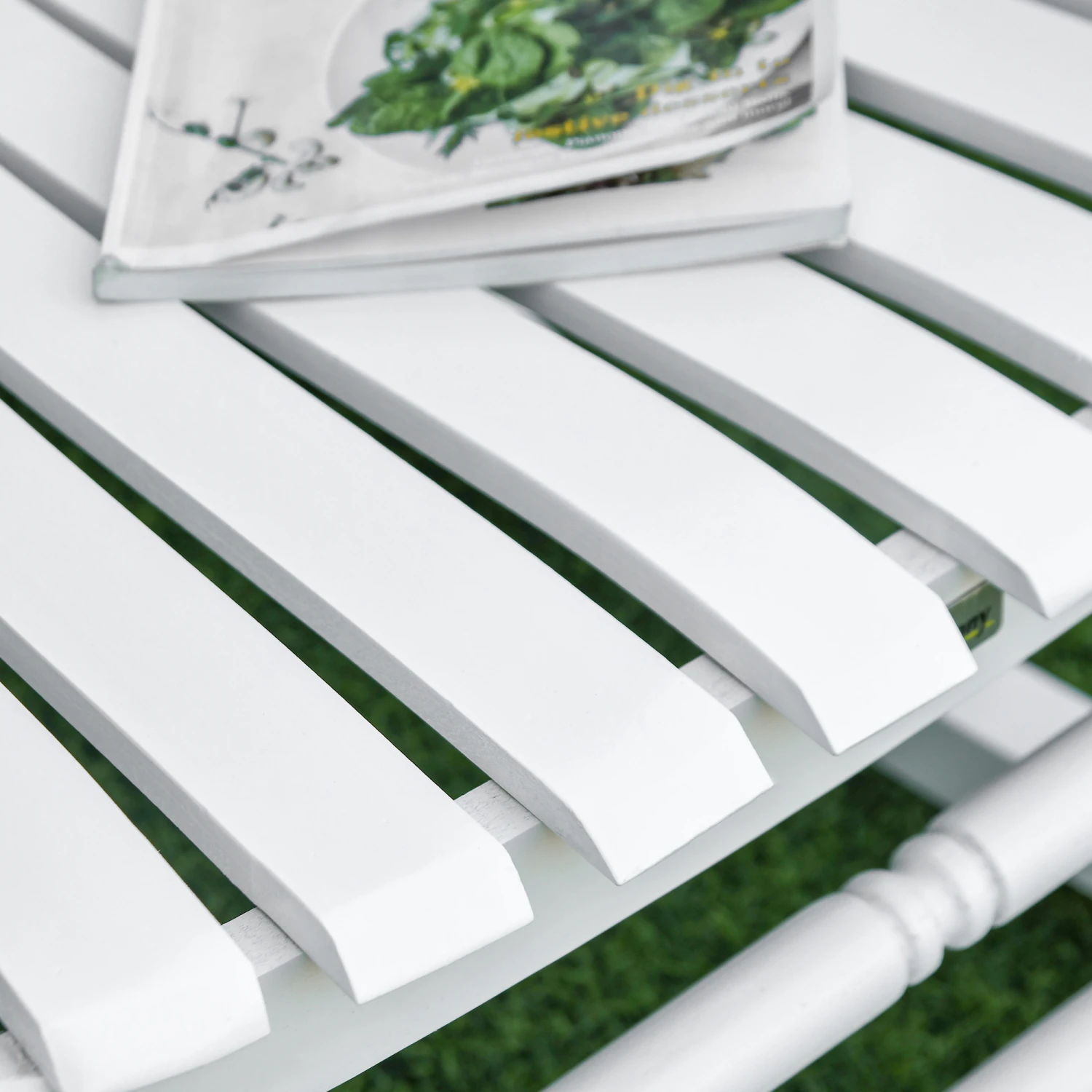 Outsunny Traditional Wooden High-Back Rocking Chair For Porch, Indoor/Outdoor, White 9 Outsunny Traditional Wooden High-Back Rocking Chair For Porch, Indoor/Outdoor, White - Image 9