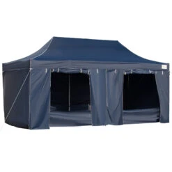 Outsunny 10' X 20' Pop Up Canopy Tent With Sidewalls & Doors, Instant Tents For Parties With Wheeled Carry Bag, Height Adjustable, For Outdoor, Garden, Patio, Blue