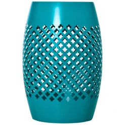 OUTSUNNY Outsuny 12.5" Outdoor Side Table For Garden, Patio, Small Modern Outside Metal End Table, Glossy, Blue -Outsunny R4Tdaa17fe7fc047c