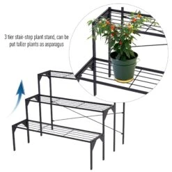 Outsunny Outdoor Plant Stand, 3 Tier Flower Stand, Metal Plant Shelf For Indoor Home & Outdoor Patio Balcony Yard Use -Outsunny R7H9c017e671f256e