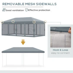 Outsunny 10' X 20' Pop Up Canopy Tent With Netting, Heavy Duty Instant Sun Shelter, Large Tents For Parties With Carry Bag For Outdoor, Garden, Patio, Gray -Outsunny RICb10186dea22c03