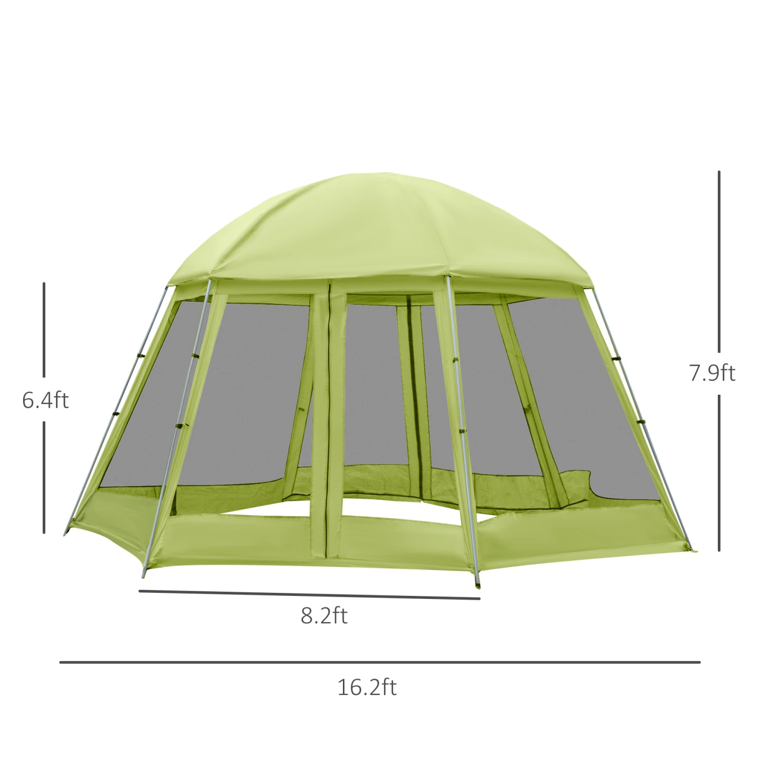Outsunny Large Screen Tent, Hang Hook For Lantern At Night, 6-8 Person Tent Screen House, 2 Doors For Multiple-Person Entry, Breathable Outdoor Net Canopy Tent, Dome, 16' X 16', Green 3 Outsunny Large Screen Tent, Hang Hook For Lantern At Night, 6-8 Person Tent Screen House, 2 Doors For Multiple-Person Entry, Breathable Outdoor Net Canopy Tent, Dome, 16' X 16', Green - Image 3