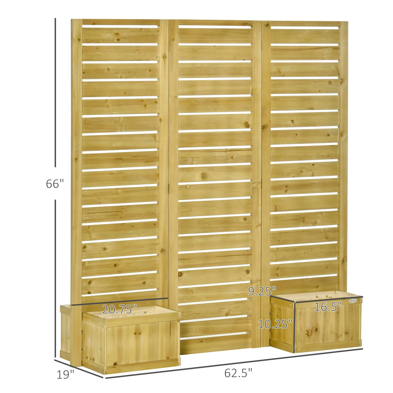 Outsunny Wood Privacy Screen W/ 4 Planter Box, Raised Bed W/ 3 Panels & Drainage Holes 3 Outsunny Wood Privacy Screen W/ 4 Planter Box, Raised Bed W/ 3 Panels & Drainage Holes - Image 3