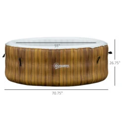 Outsunny 4 Person Inflatable Portable Hot Tub, Outdoor Round Heated Spa With 108 Jets, Pump, Cover, Filter Cartridges, Brown -Outsunny ROdc1717fae7c2d25